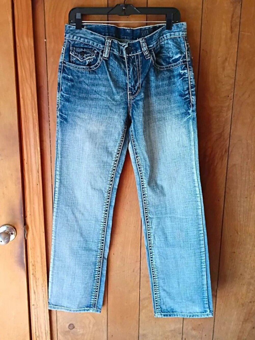 Axel Men’s Jeans 30x32 Relaxed Straight Leg Medium Wash Blue Denim